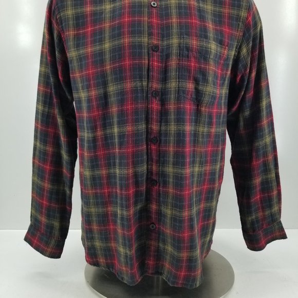 Carbon 2 Cobalt Flannel Shirt Men's Large Orange Multi Color  Plaid Button-Up - Picture 3 of 8